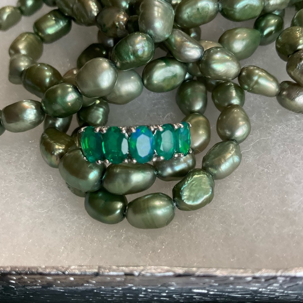 Genuine Ethiopian OPAL STERLING Silver Ring SIZE 6.5 - Picture 7 of 12